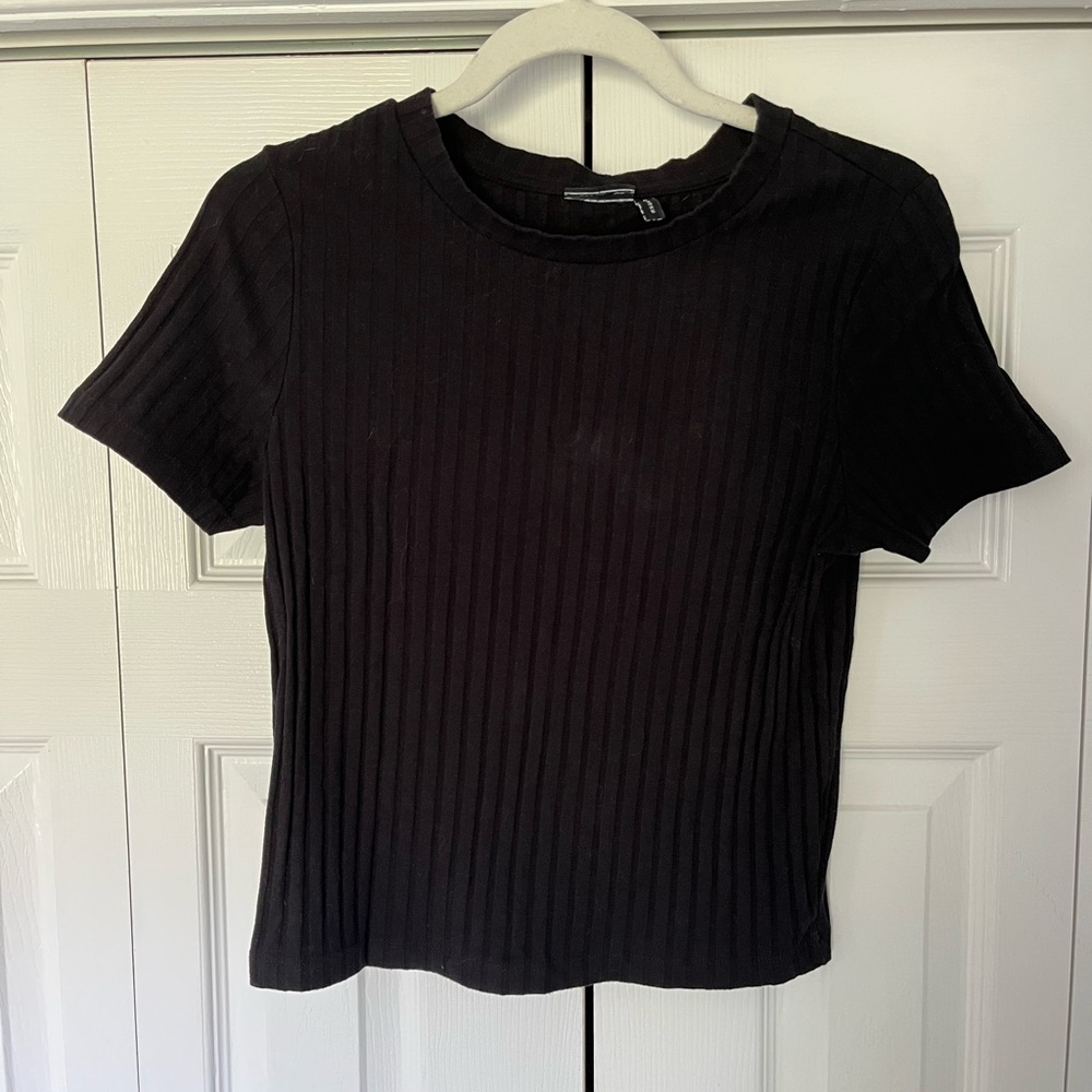 Black Ribbed Women's Top